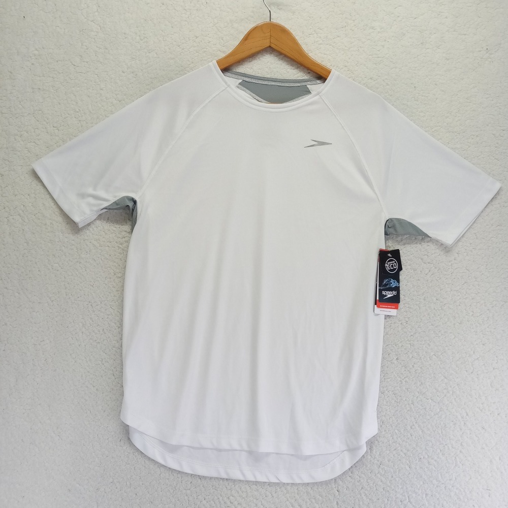 Speedo Mens Baybreeze Swim Shirt White UPF 50+ TurboDri Rash Guard Small NEW‎